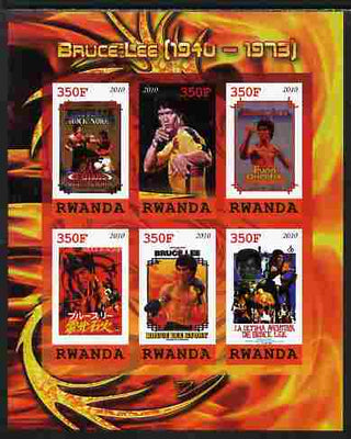 Rwanda 2010 Bruce Lee imperf sheetlet containing 6 values unmounted mint