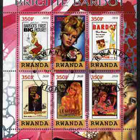 Rwanda 2010 Brigette Bardot perf sheetlet containing 6 values fine cto used