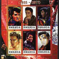 Rwanda 2010 Elvis Presley perf sheetlet containing 6 values fine cto used