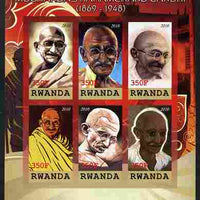 Rwanda 2010 Mahatma Gandhi imperf sheetlet containing 6 values unmounted mint