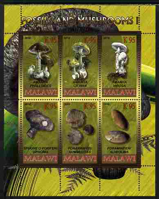 Rwanda 2010 Fossils & Mushrooms #1 perf sheetlet containing 6 values unmounted mint