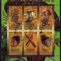 Rwanda 2010 Fossils & Mushrooms #3 perf sheetlet containing 6 values fine cto used