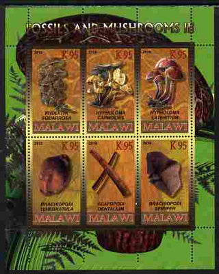 Rwanda 2010 Fossils & Mushrooms #3 perf sheetlet containing 6 values unmounted mint