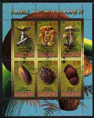 Rwanda 2010 Fossils & Mushrooms #4 perf sheetlet containing 6 values fine cto used