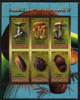 Rwanda 2010 Fossils & Mushrooms #4 perf sheetlet containing 6 values unmounted mint