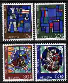 Switzerland 1970 Pro Patria - Modern Glass artwork perf set of 4 unmounted mint SG 793-6