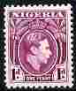 Nigeria 1938-51 KG6 1d purple line perf 12 unmounted mint, SG 50b