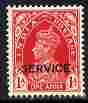 India 1937-39 KG6 Official 1 anna carmine unmounted mint SG O13