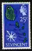 St Vincent 1965-67 QEII def 25c Map unmounted mint SG 241