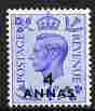 British Postal Agencies in Eastern Arabia 1950 KG6 4a on 4d light ultramarine unmounted mint, SG 40