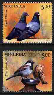 India 2010 Birds - Pigeon & Sparrow perf set of 2 unmounted mint