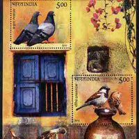 India 2010 Birds - Pigeon & Sparrow perf m/sheet containing 2 values unmounted mint