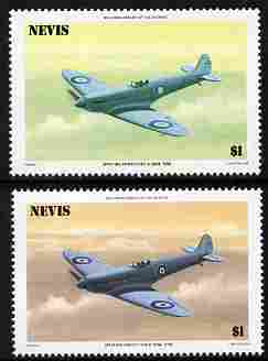 Nevis 1986 Spitfire $1 (Prototype K-5054) with red omitted plus normal both unmounted mint as SG 372.,