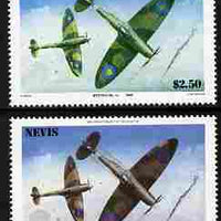 Nevis 1986 Spitfire $2.50 (Mark 1A in Battle of Britain) with red omitted plus normal both unmounted mint as SG 373.,