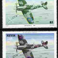 Nevis 1986 Spitfire $3 (Mark XII) with red omitted plus normal both unmounted mint as SG 374.,