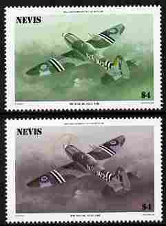 Nevis 1986 Spitfire $4 (Mark XXIV) with red omitted plus normal both unmounted mint as SG 375.,