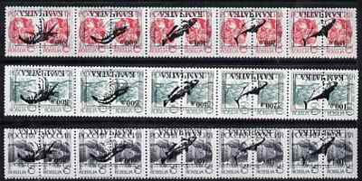 Kamchatka Republic - Marine Life opt set of 15 values, each design inverted on,pair of,Russian defs (total 30 stamps) unmounted mint