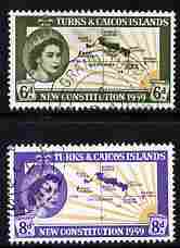 Turks & Caicos Islands 1959 New Constitution set of 2 fine cds used, SG 251-2