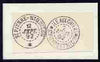St Pierre & Miquelon two impressions of postmarks being forgeries by Francois Fournier on piece from special album