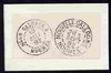 New Caledonia two impressions of postmarks being forgeries by Francois Fournier on piece from special album