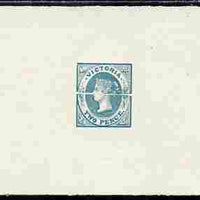 Victoria 1857 Emblems 2d die proof from defaced die in greenish-blue on wove paper