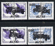 Altaj Republic - Vintage Cars opt set of 4 values, each design opt'd on,pair of,Russian defs (total 8 stamps) unmounted mint