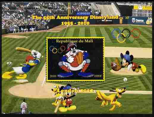 Mali 2010 The 55th Anniversary of Disneyland - Baseball #6 perf s/sheet unmounted mint. Note this item is privately produced and is offered purely on its thematic appeal,