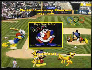 Mali 2010 The 55th Anniversary of Disneyland - Baseball #6 imperf s/sheet unmounted mint. Note this item is privately produced and is offered purely on its thematic appeal,