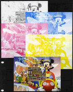 Mali 2010 The 55th Anniversary of Disneyland - Mickey Mouse Railway #02 s/sheet - the set of 5 imperf progressive proofs comprising the 4 individual colours plus all 4-colour composite, unmounted mint