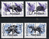 Ingushetia Republic - Prehistoric Animals opt set of 4 values, each design opt'd on,pair of,Russian defs (total 8 stamps) unmounted mint