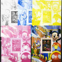 Mali 2010 The 55th Anniversary of Disneyland - Mickey Mouse Railway #03 s/sheet - the set of 5 imperf progressive proofs comprising the 4 individual colours plus all 4-colour composite, unmounted mint