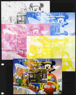 Mali 2010 The 55th Anniversary of Disneyland - Mickey Mouse Railway #06 s/sheet - the set of 5 imperf progressive proofs comprising the 4 individual colours plus all 4-colour composite, unmounted mint