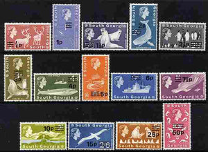 Falkland Islands Dependencies - South Georgia 1971-76 Decimal Currency surcharged definitive set of 14 complete unmounted mint SG 18-31a