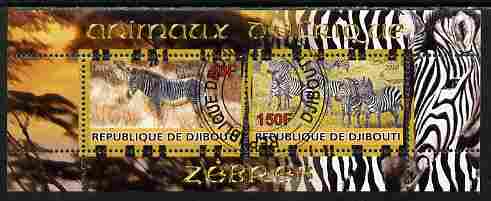 Djibouti 2010 Animals of Africa - Zebra perf sheetlet containing 2 values fine cto used