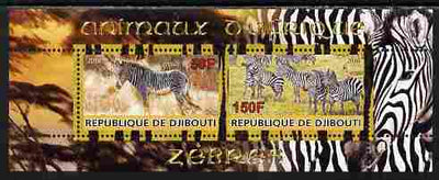 Djibouti 2010 Animals of Africa - Zebra perf sheetlet containing 2 values unmounted mint