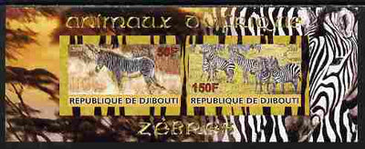 Djibouti 2010 Animals of Africa - Zebra imperf sheetlet containing 2 values unmounted mint