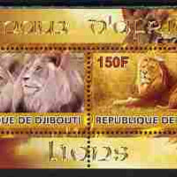 Djibouti 2010 Animals of Africa - Lions perf sheetlet containing 2 values unmounted mint