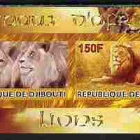 Djibouti 2010 Animals of Africa - Lions imperf sheetlet containing 2 values unmounted mint