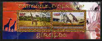 Djibouti 2010 Animals of Africa - Giraffes perf sheetlet containing 2 values fine cto used
