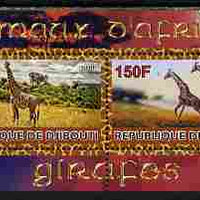 Djibouti 2010 Animals of Africa - Giraffes perf sheetlet containing 2 values unmounted mint
