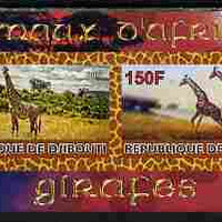 Djibouti 2010 Animals of Africa - Giraffes imperf sheetlet containing 2 values unmounted mint
