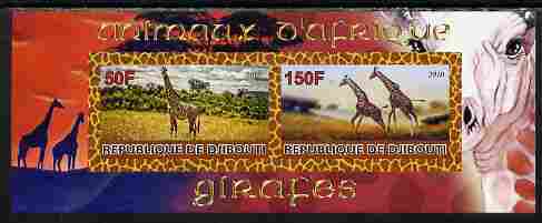 Djibouti 2010 Animals of Africa - Giraffes imperf sheetlet containing 2 values unmounted mint