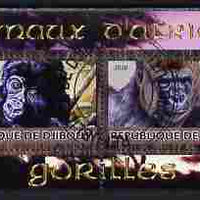 Djibouti 2010 Animals of Africa - Gorillas perf sheetlet containing 2 values fine cto used