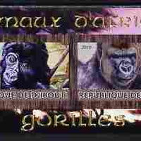 Djibouti 2010 Animals of Africa - Gorillas imperf sheetlet containing 2 values unmounted mint