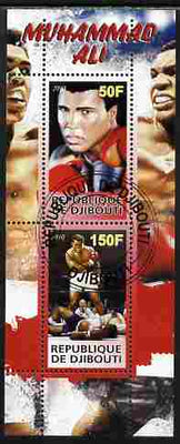 Djibouti 2010 Boxing - Mohammad Ali perf sheetlet containing 2 values fine cto used