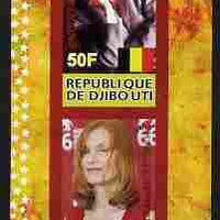 Djibouti 2010 Famous Scouts - Isabel Huppert & Jacques Brel imperf sheetlet containing 2 values unmounted mint