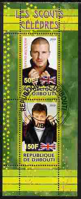 Djibouti 2010 Famous Scouts - David Beckham & Paul McCartney perf sheetlet containing 2 values fine cto used