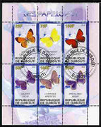 Djibouti 2010 Butterflies #01 perf sheetlet containing 6 values fine cto used
