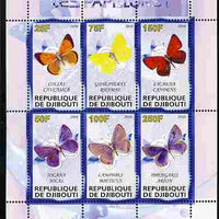 Djibouti 2010 Butterflies #01 perf sheetlet containing 6 values unmounted mint