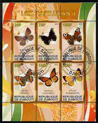 Djibouti 2010 Butterflies #02 perf sheetlet containing 6 values fine cto used
